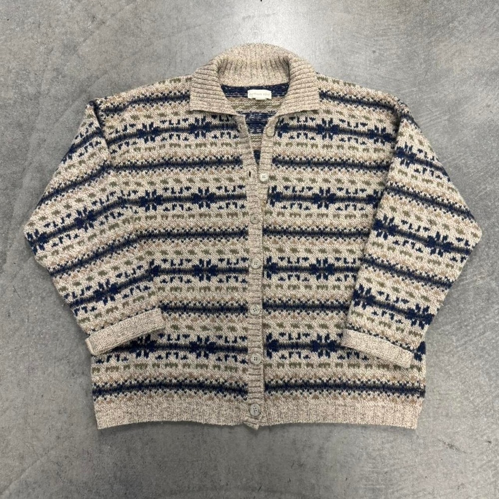 Vintage Northern Isles Cardigan Sweater Chunky Knit Granola Earthtone Fall XL